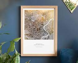 Foil Map Print New House Copper Wall