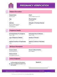 pregnancy verification template pdf