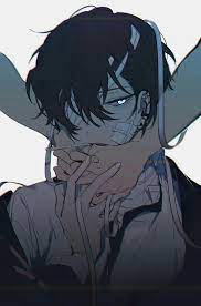 His bangs frame his face, while some are gathered at the center of his forehead. Bandages Osamu Dazai And Bungou Stray Dogs Image 6461199 On Favim Com