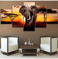 Africa Elephant Sunset Canvas Pictures