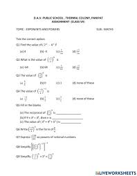 exponents and powers exercise