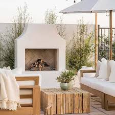 White Stucco Fireplace And Hearth