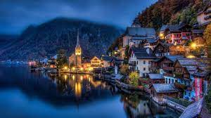 Choose from 18000+ austria city graphic resources and download in the form of png, eps, ai or psd. Cityscape Night Hallstatt See Lake Chruch Austria Village Lake Hallstatt Water Evening Reflection Mountain City To Hallstatt Cityscape Hd Wallpaper