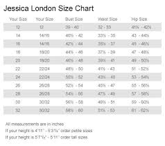Jessica London Size Chart Clothing Size Chart Size Chart
