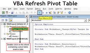 Vba Refresh Pivot Table How To Auto Refresh Pivot Tables