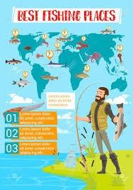 Fishing Place Vector Infographics World Map Of Fishing Spot