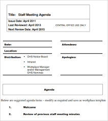 Free 5 Staff Meeting Agenda Samples In Example Format