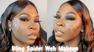 rhinestone spider web halloween makeup