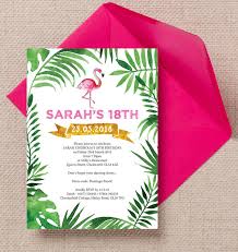 Pink Flamingo Tropical Themed 18th Birthday Party Invitation From