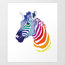Rainbow Zebra Colorful Animal Art Print