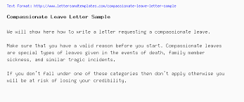 Compassionate Leave Letter Sample