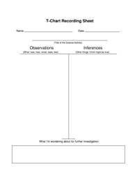 Fillable Online Observations Inferences T Chart Recording