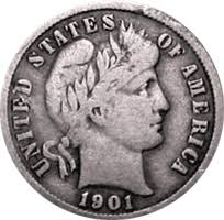 1901 Barber Dime Value Cointrackers