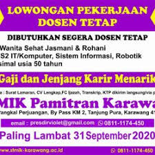 Temukan info lowongan pekerjaan menarik dan terbaru januari 2021 di karawang hanya di jobs.id. Lowongan Kerja Archives Stmik Pamitran Karawang