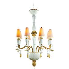 Lladro Ivy And Seed 8 Lights Chandelier Golden Luster
