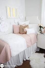 blush rose gold fur dorm bedding set