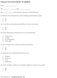 Questionnaire Template Sample Template Of Sample