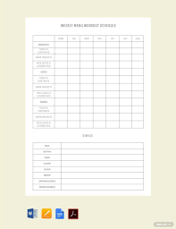 workout schedule template in google