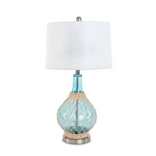 Blue Glass And Rope Table Lamps