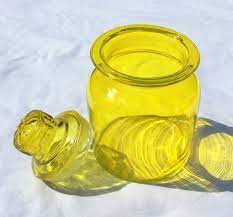 Vintage Yellow Glass Jar With Uranium