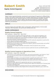 Quality Control Inspector Resume Samples Qwikresume