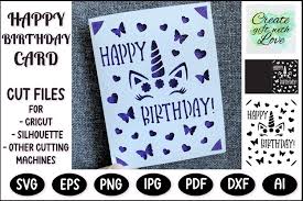 happy birthday card svg template cut