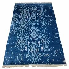 blue nepali printed silk carpet size