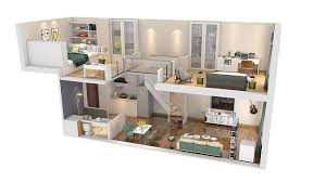 Duplex Apartment Floorplan Square40 3d