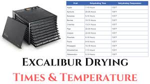 Excalibur Dehydrator Drying Times Temperature Fruits