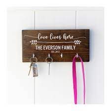 Buy nandae wood mail & key holder organizer wall mounted with 5 key hooks rack hanger letter sorter for entryway home office mudroom kitchen, rustic grey green at walmart.com Love Lives Here Personalized Key Holder For Wall With Name And Date W Bloomandanchor