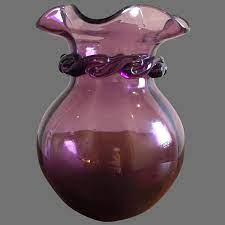 Vintage Blenko Amethyst Art Glass Vase