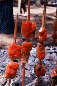 native foodways roast salmon on sticks