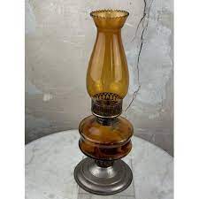 An Amber Glass Oil Lamp