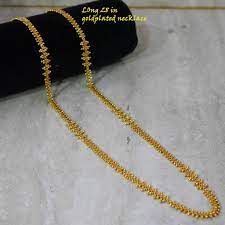yellow gold plated chain necklace long