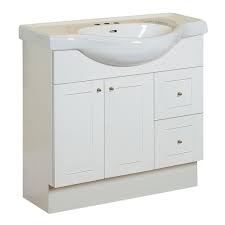 Leaving 24 inches on each side of the sink can give enough room for your morning preparation (toiletries and hairdryer). Magick Woods Eurostone 34 Inch W Vanity In White The Home Depot Canada