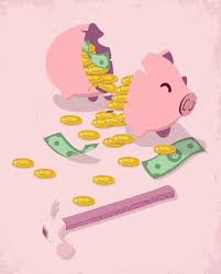 Savings Concept Background Broken Piggy Bank Money Icons Ai