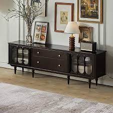 Black Walnut Glass Door Tv Stand With