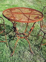 Wrought Iron Mesh Topped Patio Tables