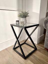 Twisted Glass Matte Black Side Table