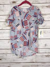 Details About Size 6 Lularoe Gracie Kids Shirt Americana Hat Stars Red White Blue Nwt
