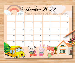 EDITABLE September 2022 Calendar Back to School September - Etsy