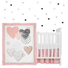 heart pink grey white 4 piece baby crib