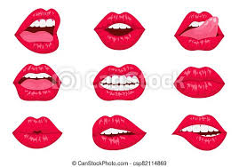 Set of silhouettes lips vector. Woman Red Lips Pop Art Woman Lips Set Sexy Mouth Fashion Design Smiling Cartoon Lips Isolated Decorative Icons For Party Canstock