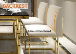 All of our dining tables and chairs are crafted from durable materials to ensure they'll stand up to regular use at home. Modern Linen Dining Chair Upholstered In White Stainless Steel Leg Gold Set Of 2 Chairs Stools Dining Room Kitchen Furniture Furniture