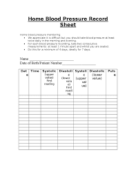 Home Blood Pressure Record Sheet Free Download