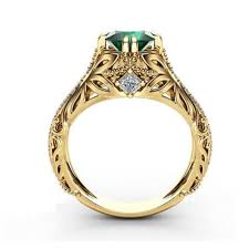 natural diamond green emerald rings
