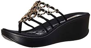 Catwalk Black Slip On Sandals For Womens