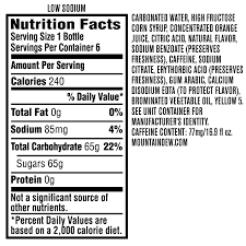 mountain dew soda nutrition