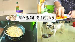 tasty dog meal with en homemade