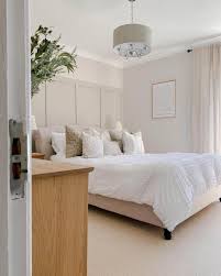 calming bedroom with oatmeal colored